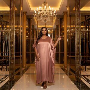 Gypsie Blu Women Plus Size Satin Kaftan Dress Comfortable Loose Maxi Dresses